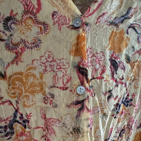 RAGA Button Up Metallic Sheer Blouse - Picture 6 of 7